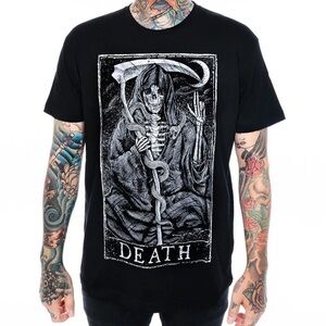 MORTUS VIVENTI Death Tarot Card Crew Neck Short Sleeve Shirt